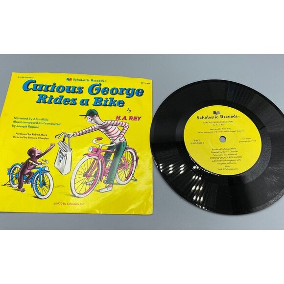 Vintage 1970 5 Pc Scholastic Records Curious George Choo Choo Georgie Kids Story - Picture 7 of 7